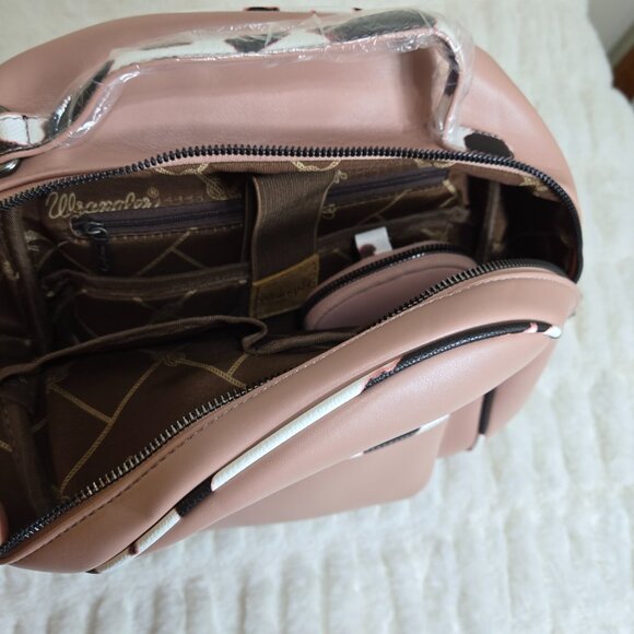 NEW Montana West Wrangler Cow Print Pink Bk, Wt, Bn Backpack w Coin Purse (NWT) - Picture 4 of 6